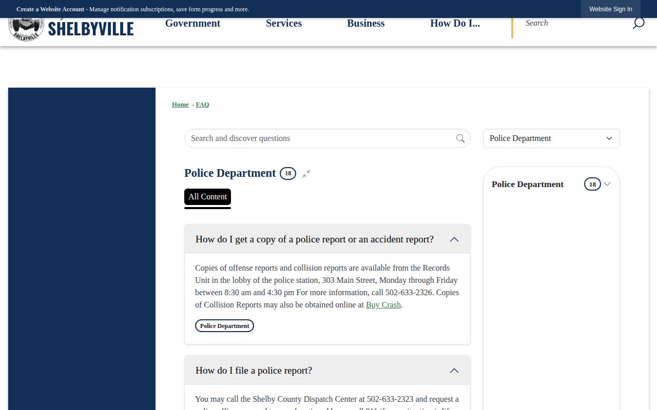 Shelby County warrant and police records FAQ