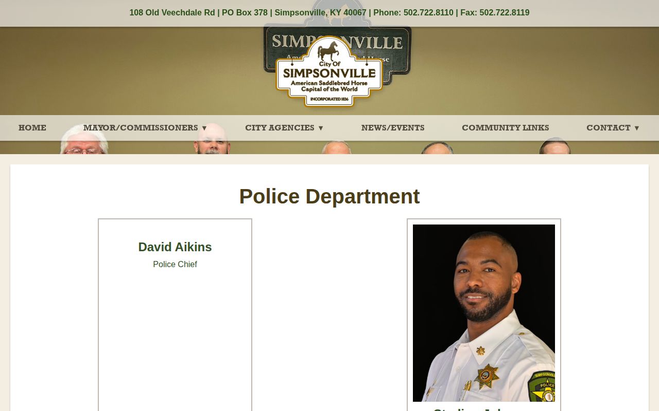 Simpsonville Police Department arrest and dispatch contact page
